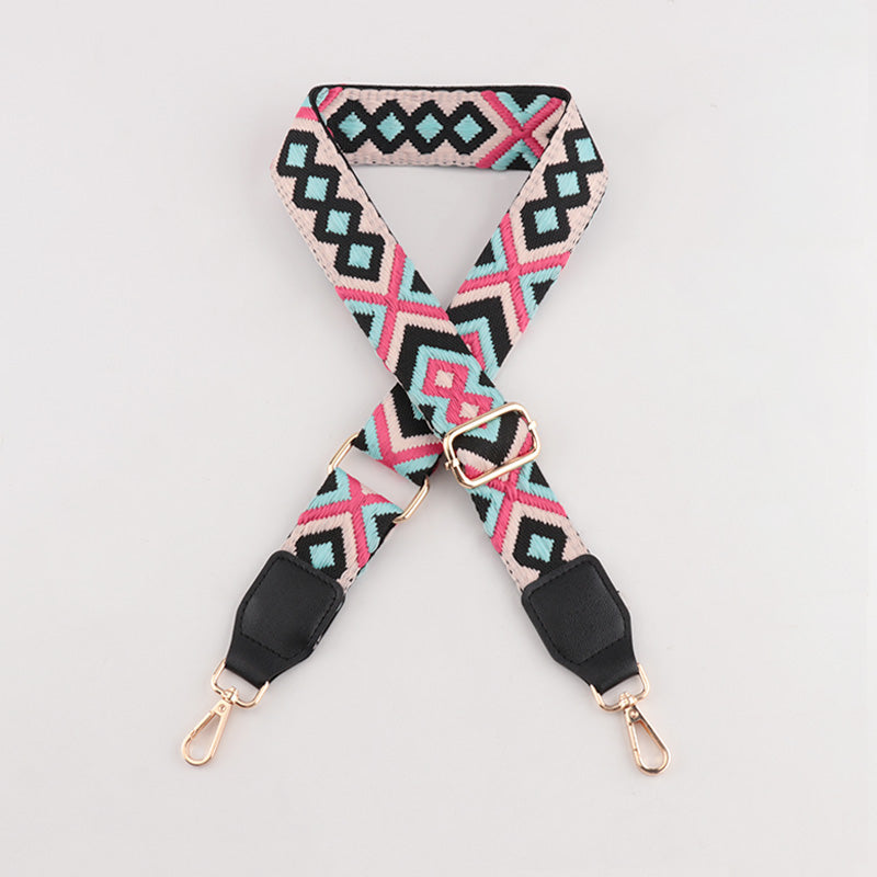 Symmetrical Graphic Textured Shoulder Strap with Leather Head
