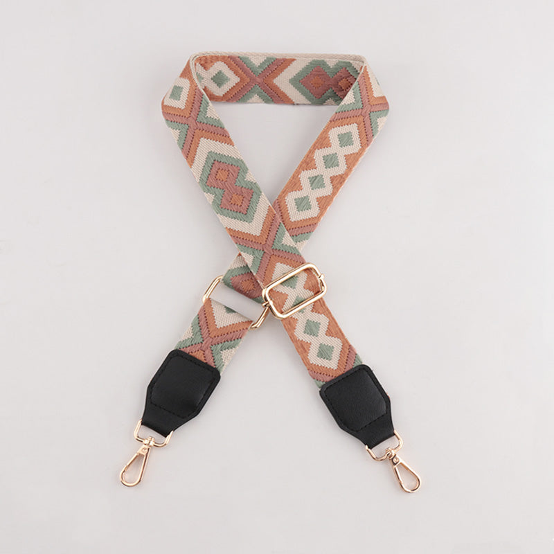Symmetrical Graphic Textured Shoulder Strap with Leather Head