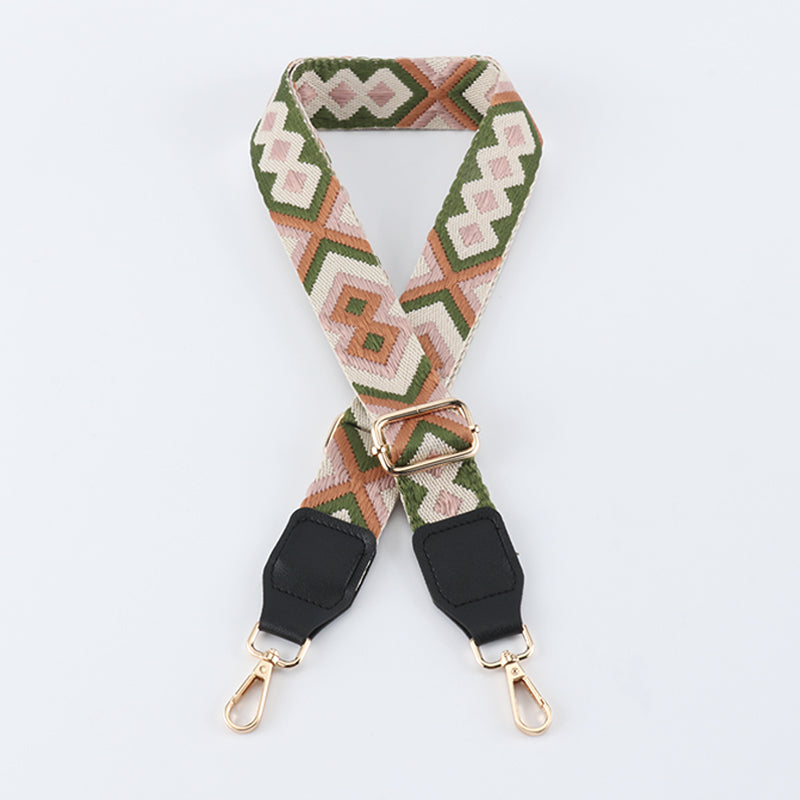Symmetrical Graphic Textured Shoulder Strap with Leather Head