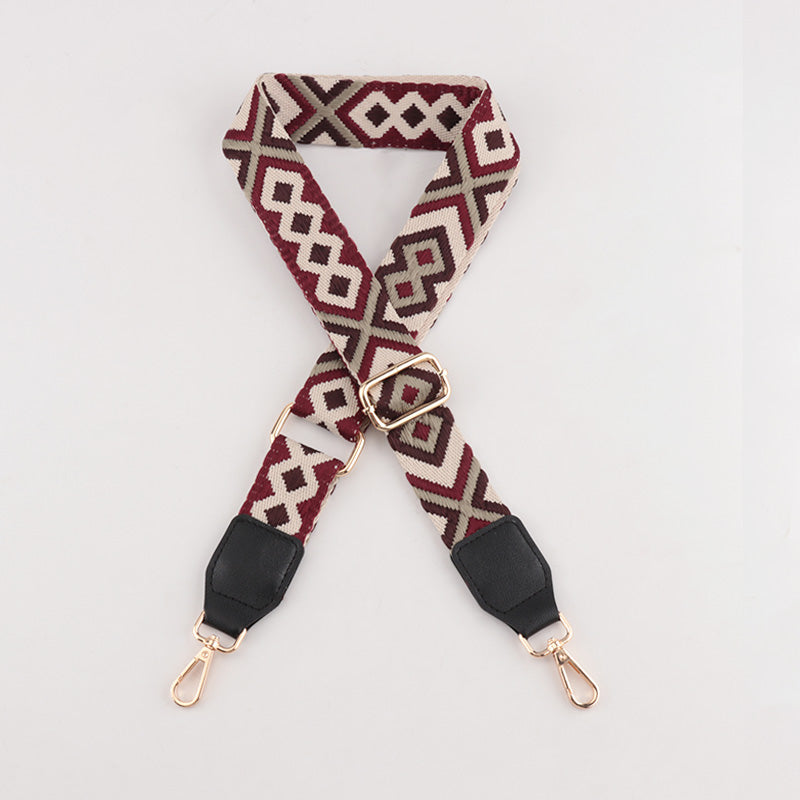Symmetrical Graphic Textured Shoulder Strap with Leather Head