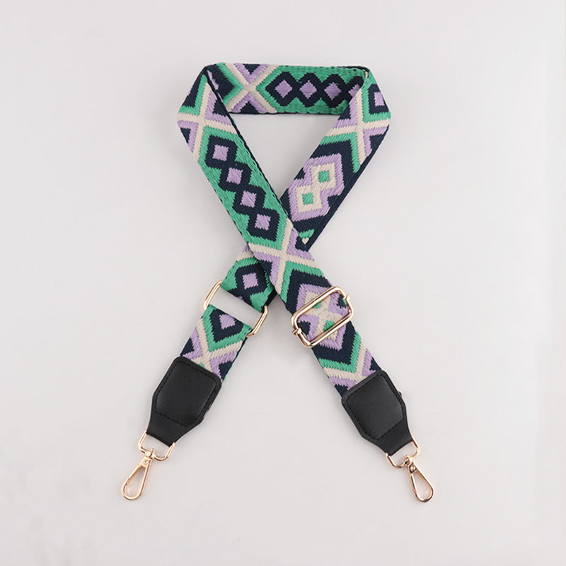 Symmetrical Graphic Textured Shoulder Strap with Leather Head