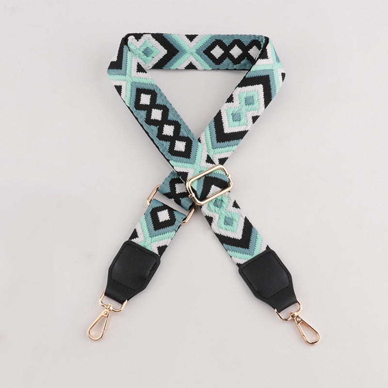 Symmetrical Graphic Textured Shoulder Strap with Leather Head