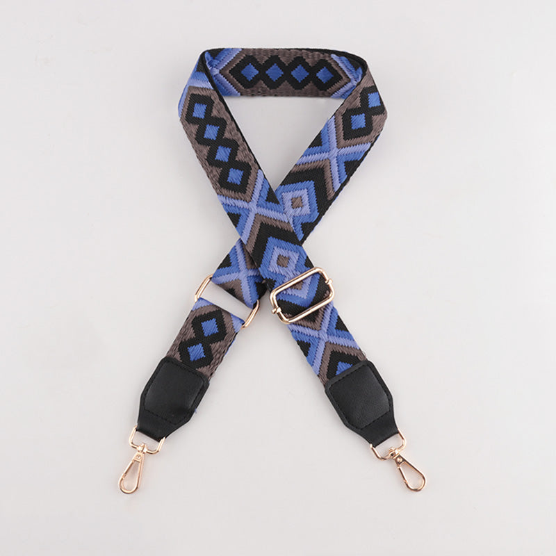 Symmetrical Graphic Textured Shoulder Strap with Leather Head