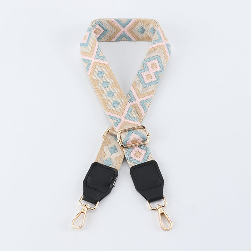 Symmetrical Graphic Textured Shoulder Strap with Leather Head