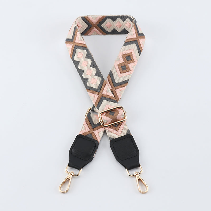 Symmetrical Graphic Textured Shoulder Strap with Leather Head
