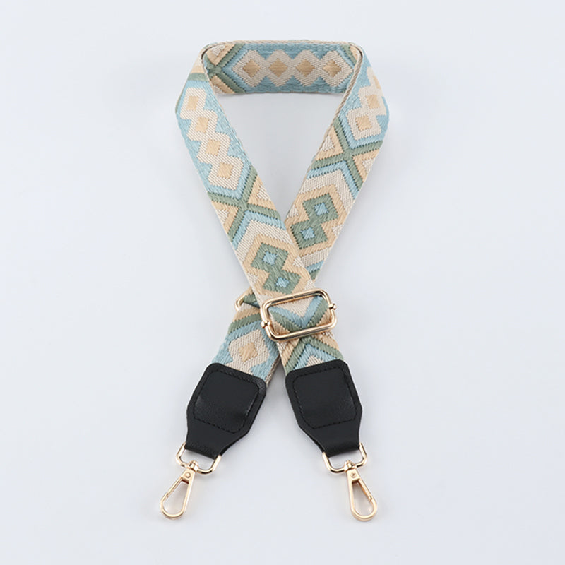 Symmetrical Graphic Textured Shoulder Strap with Leather Head