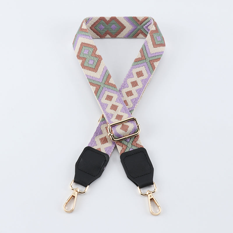 Symmetrical Graphic Textured Shoulder Strap with Leather Head