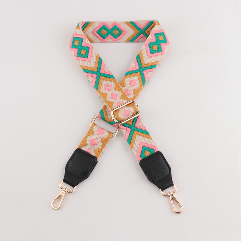 Symmetrical Graphic Textured Shoulder Strap with Leather Head