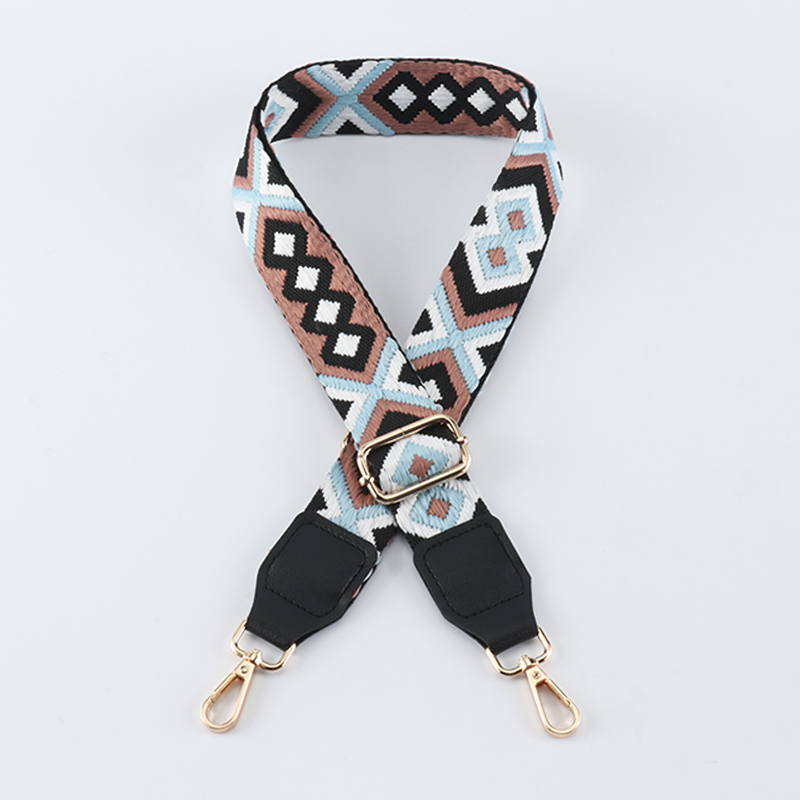 Symmetrical Graphic Textured Shoulder Strap with Leather Head
