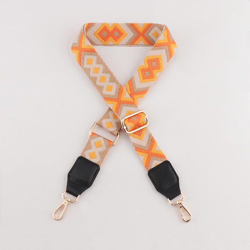 Symmetrical Graphic Textured Shoulder Strap with Leather Head