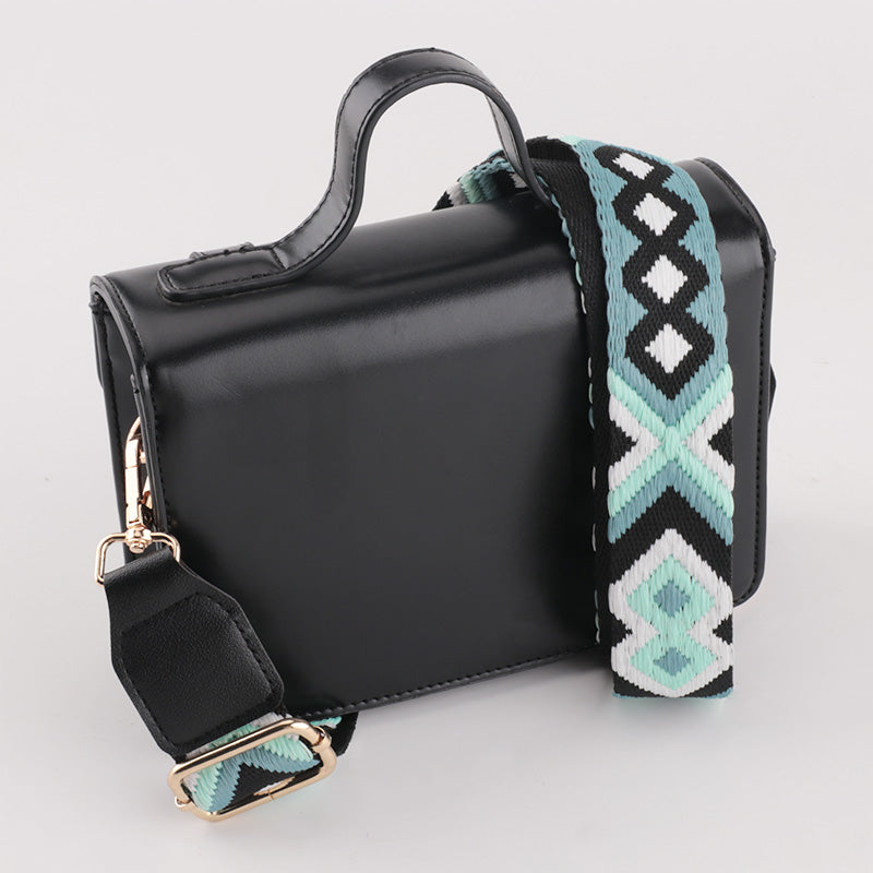 Symmetrical Graphic Textured Shoulder Strap with Leather Head
