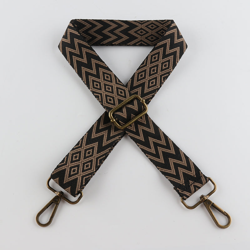 W Character Grain Bronze Buckle Shoulder Straps