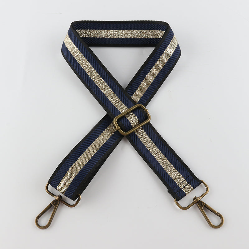 Striped Gold Silk Sandwich Solid Color Bronze Buckle Shoulder Straps