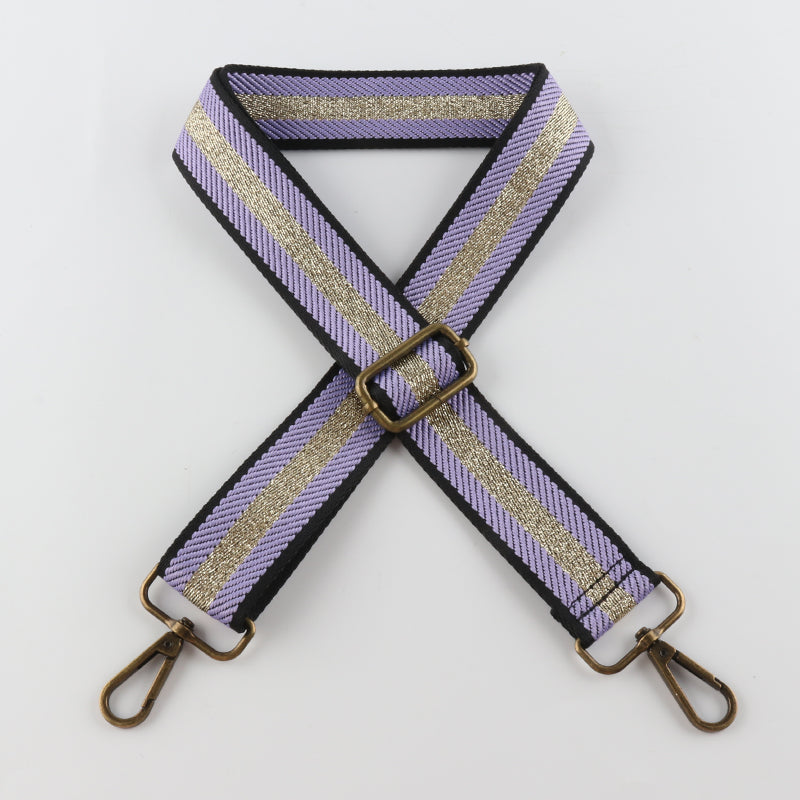 Striped Gold Silk Sandwich Solid Color Bronze Buckle Shoulder Straps