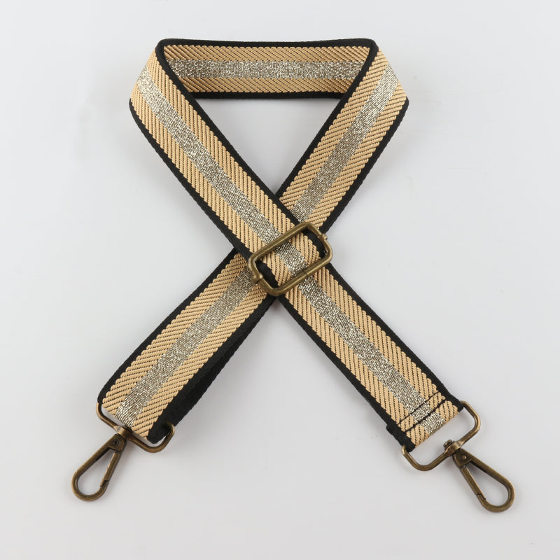 Striped Gold Silk Sandwich Solid Color Bronze Buckle Shoulder Straps