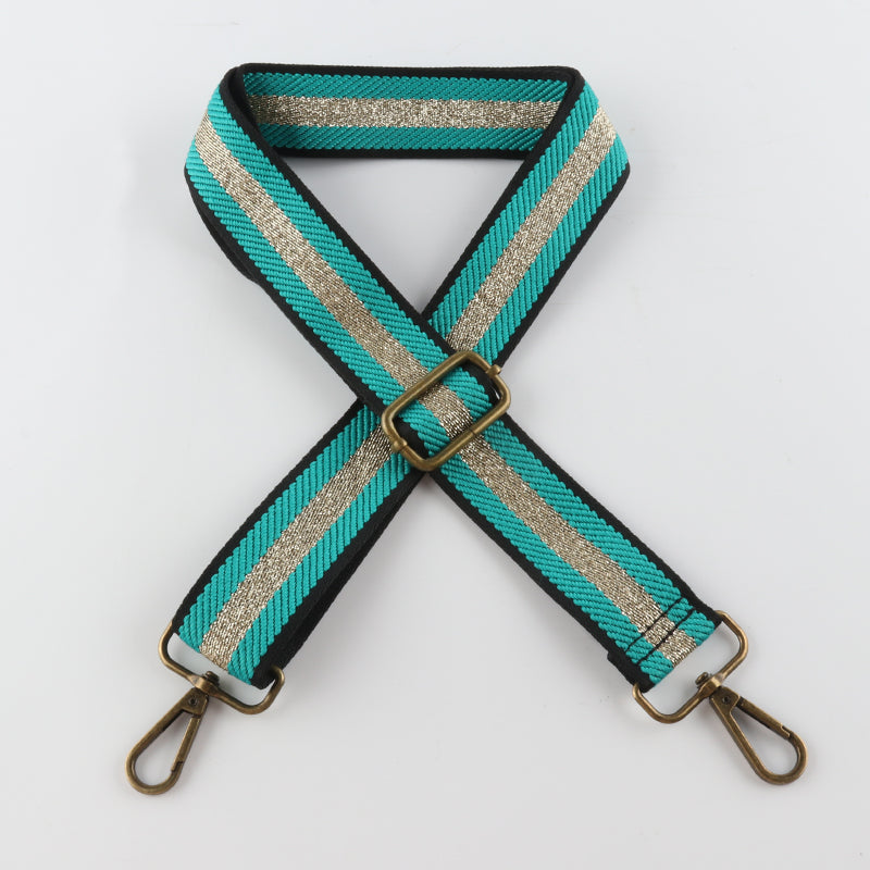 Striped Gold Silk Sandwich Solid Color Bronze Buckle Shoulder Straps