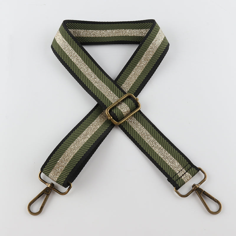 Striped Gold Silk Sandwich Solid Color Bronze Buckle Shoulder Straps