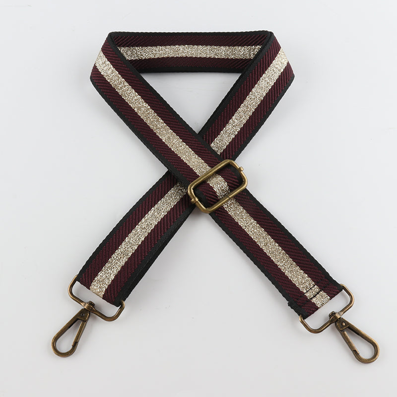Striped Gold Silk Sandwich Solid Color Bronze Buckle Shoulder Straps