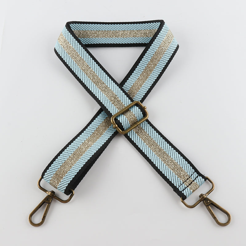 Striped Gold Silk Sandwich Solid Color Bronze Buckle Shoulder Straps