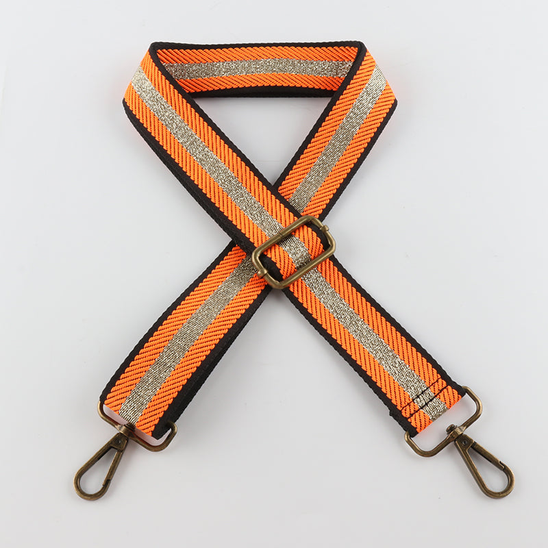 Striped Gold Silk Sandwich Solid Color Bronze Buckle Shoulder Straps