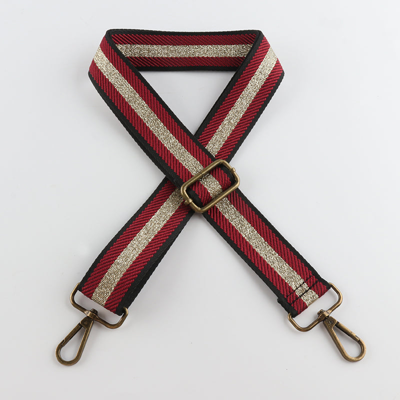 Striped Gold Silk Sandwich Solid Color Bronze Buckle Shoulder Straps