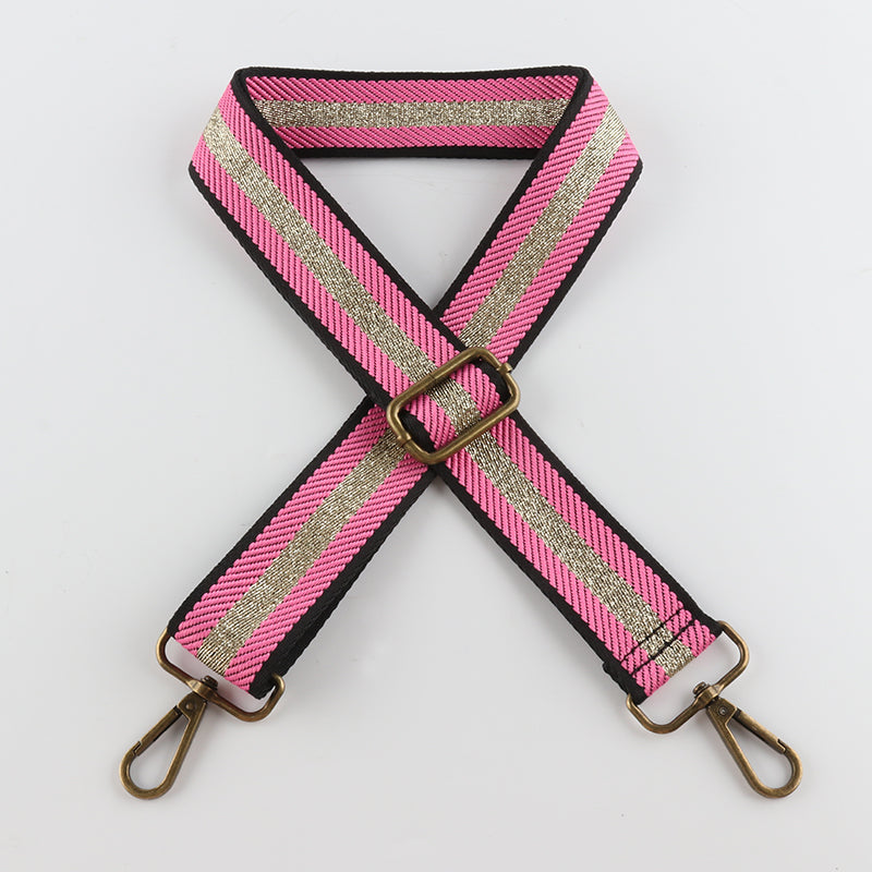 Striped Gold Silk Sandwich Solid Color Bronze Buckle Shoulder Straps
