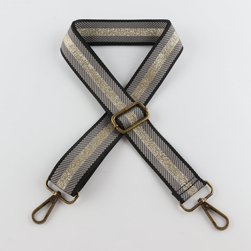 Striped Gold Silk Sandwich Solid Color Bronze Buckle Shoulder Straps