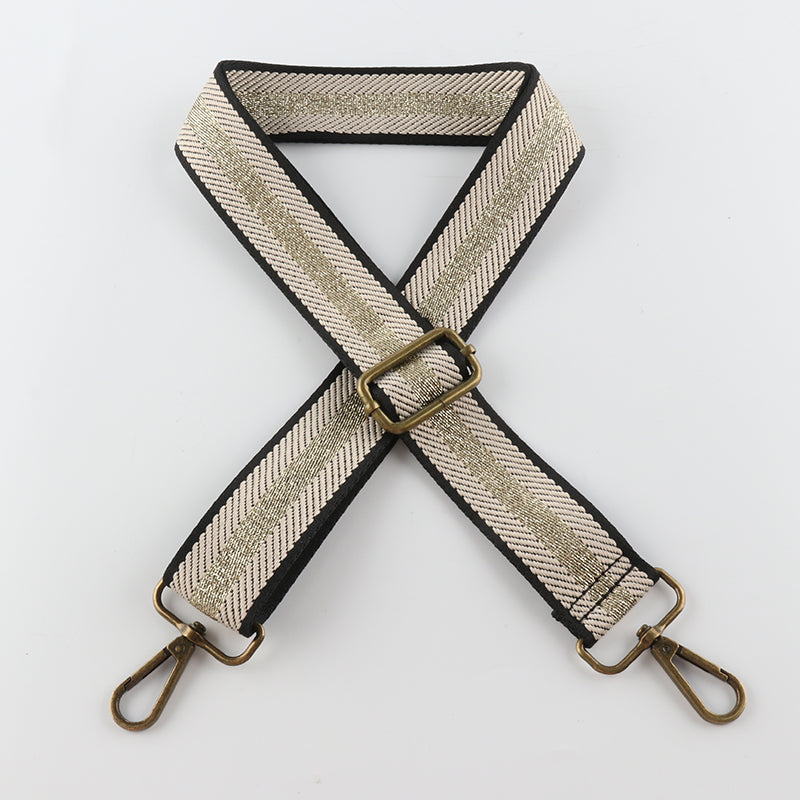Striped Gold Silk Sandwich Solid Color Bronze Buckle Shoulder Straps