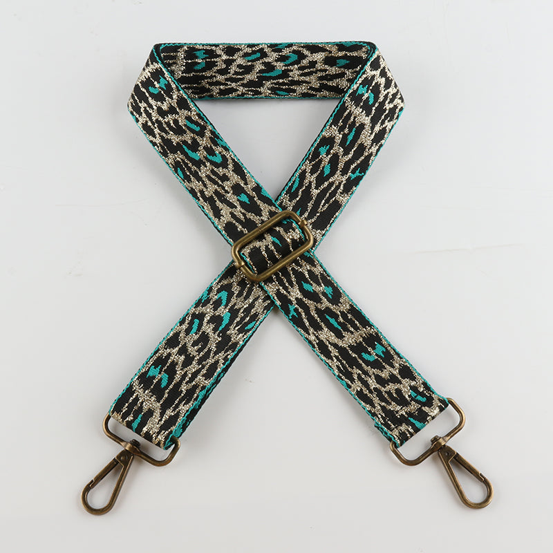 Gold Silk Leopard Bronze Buckle Shoulder Straps