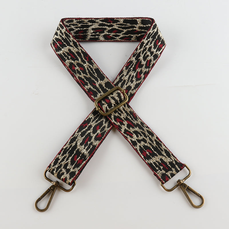 Gold Silk Leopard Bronze Buckle Shoulder Straps