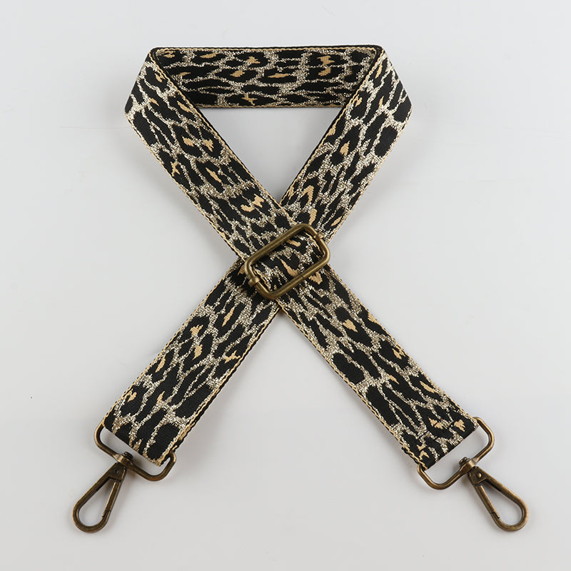 Gold Silk Leopard Bronze Buckle Shoulder Straps