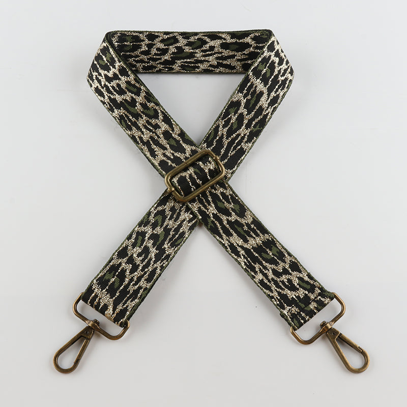 Gold Silk Leopard Bronze Buckle Shoulder Straps