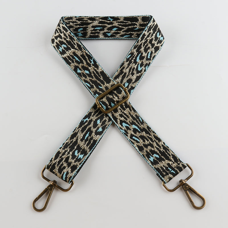 Gold Silk Leopard Bronze Buckle Shoulder Straps