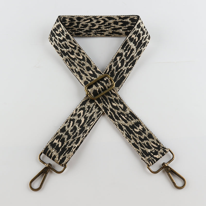Gold Silk Leopard Bronze Buckle Shoulder Straps