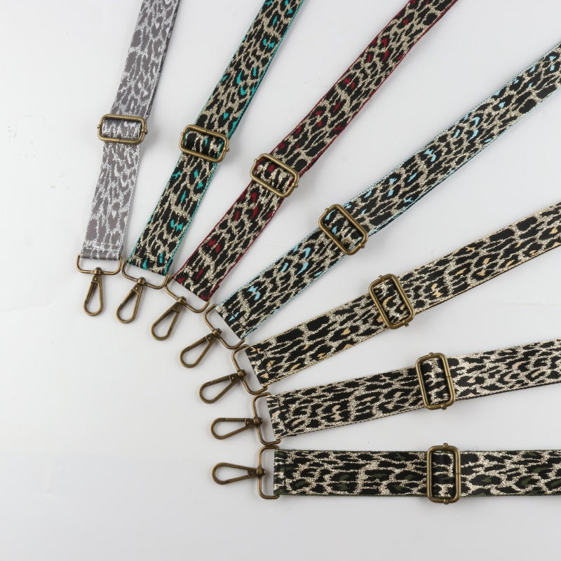 Gold Silk Leopard Bronze Buckle Shoulder Straps