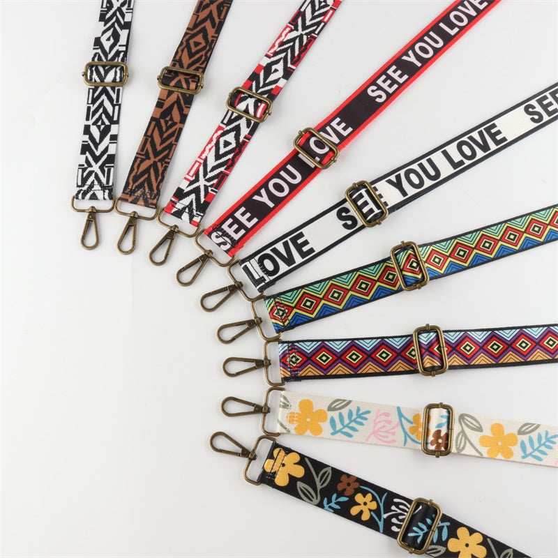 Premium Stripe Geometric Style Bronze Buckle Shoulder Straps