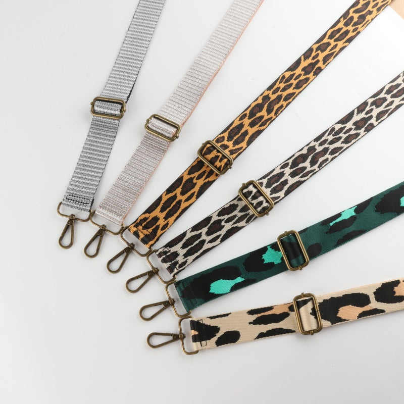 Striped Leopard Spot Bronze Buckle Shoulder Straps