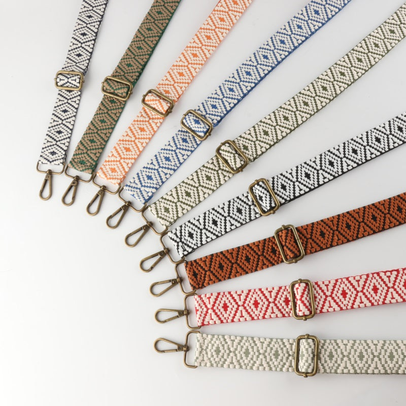 Diamond Wave Pattern Bronze Buckle Shoulder Straps