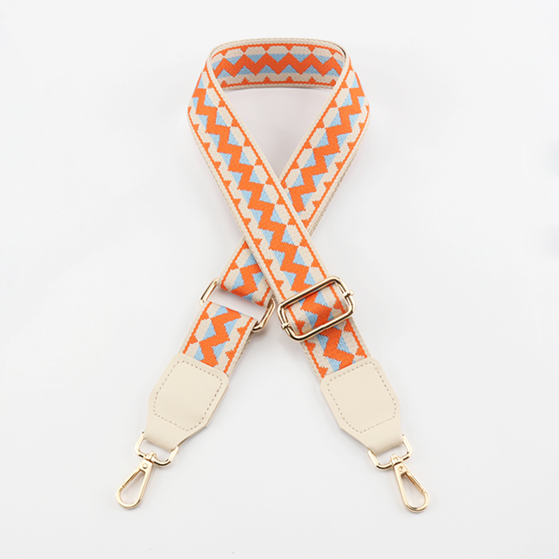 Wave Pattern Bag Strap with Leather Head