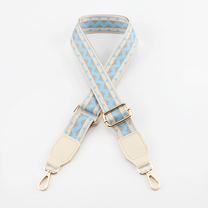 Wave Pattern Bag Strap with Leather Head