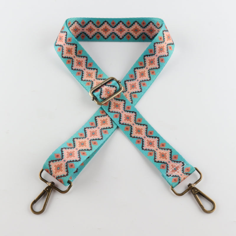 Striped Diamond Check Print Bronze Buckle Shoulder Straps