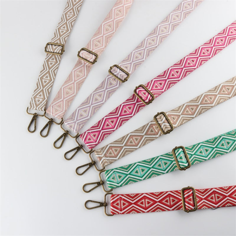 Triangle Rhombus Symmetrical Pattern Bronze Buckle Shoulder Straps
