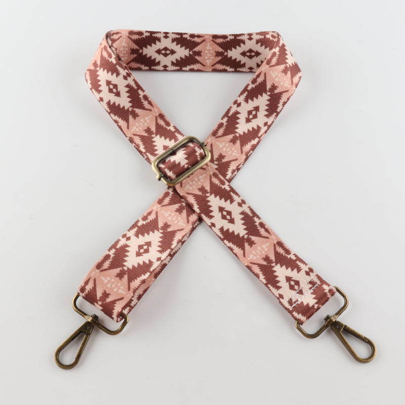 Striped Diamond Check Print Bronze Buckle Shoulder Straps