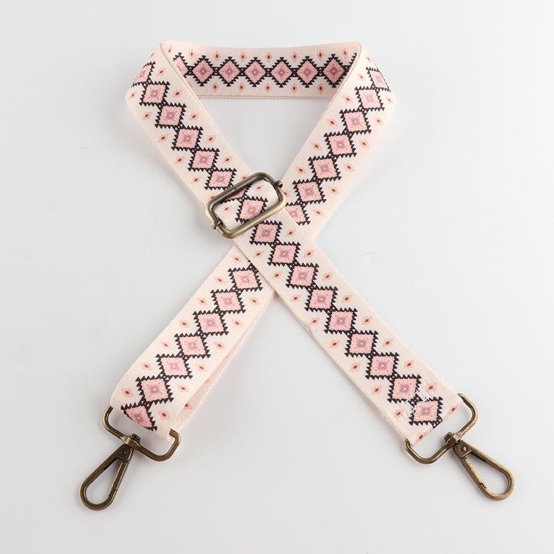Striped Diamond Check Print Bronze Buckle Shoulder Straps