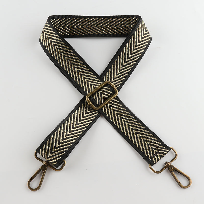 Stripe Arrow Pattern Bronze Buckle Shoulder Straps