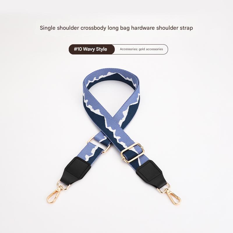 Colorful mountain pattern bag strap with Leather Head