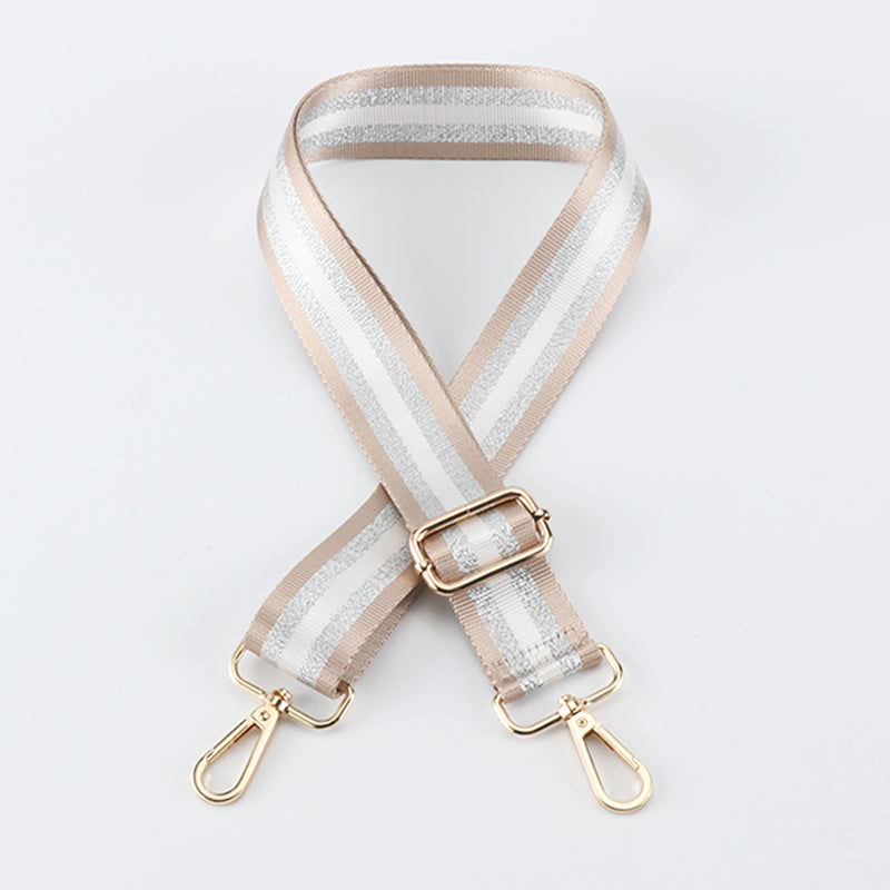 Gold and Silver Stripe Thread Glitter Bag Strap