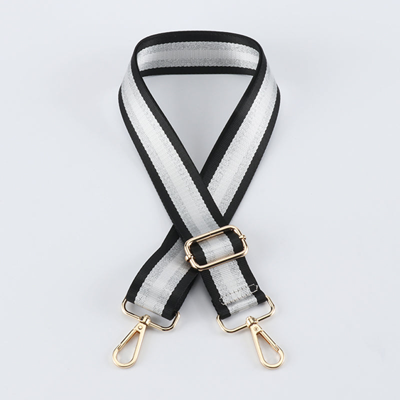 Gold and Silver Stripe Thread Glitter Bag Strap