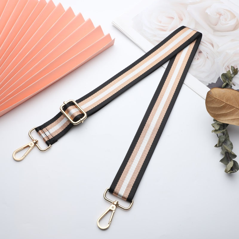 Gold and Silver Stripe Thread Glitter Bag Strap