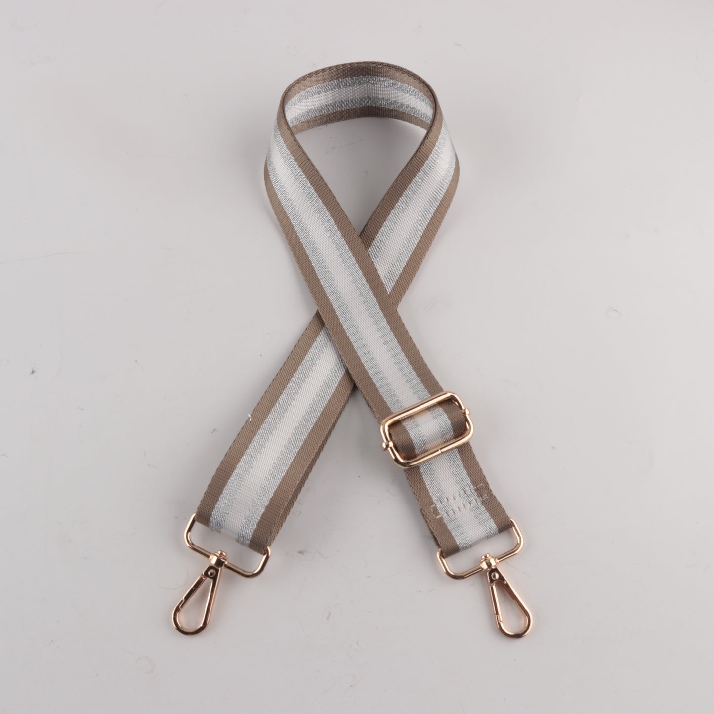 Gold and Silver Stripe Thread Glitter Bag Strap